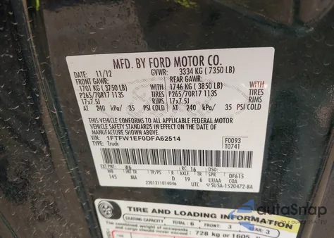 2013 Ford F-150 Xlt from USA, damaged, VIN 1FTFW1EF0DFA62514